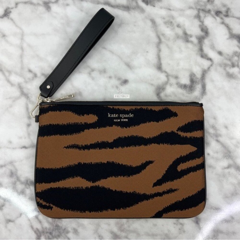 Kate Spade Tiger Jacquard Zip Pouch Wristlet Wallet